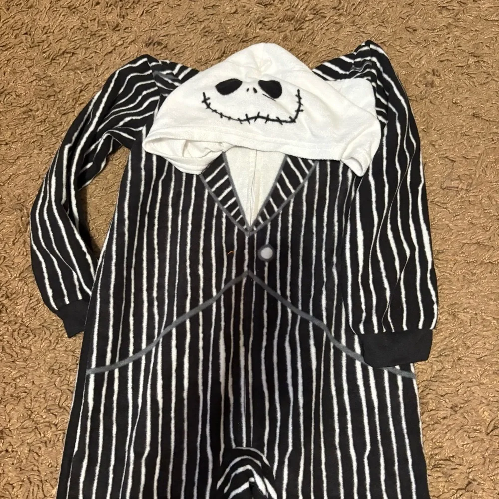 Disney Jack Skellington Fleece One Piece Jumpsuit Pajama Costume Small Black